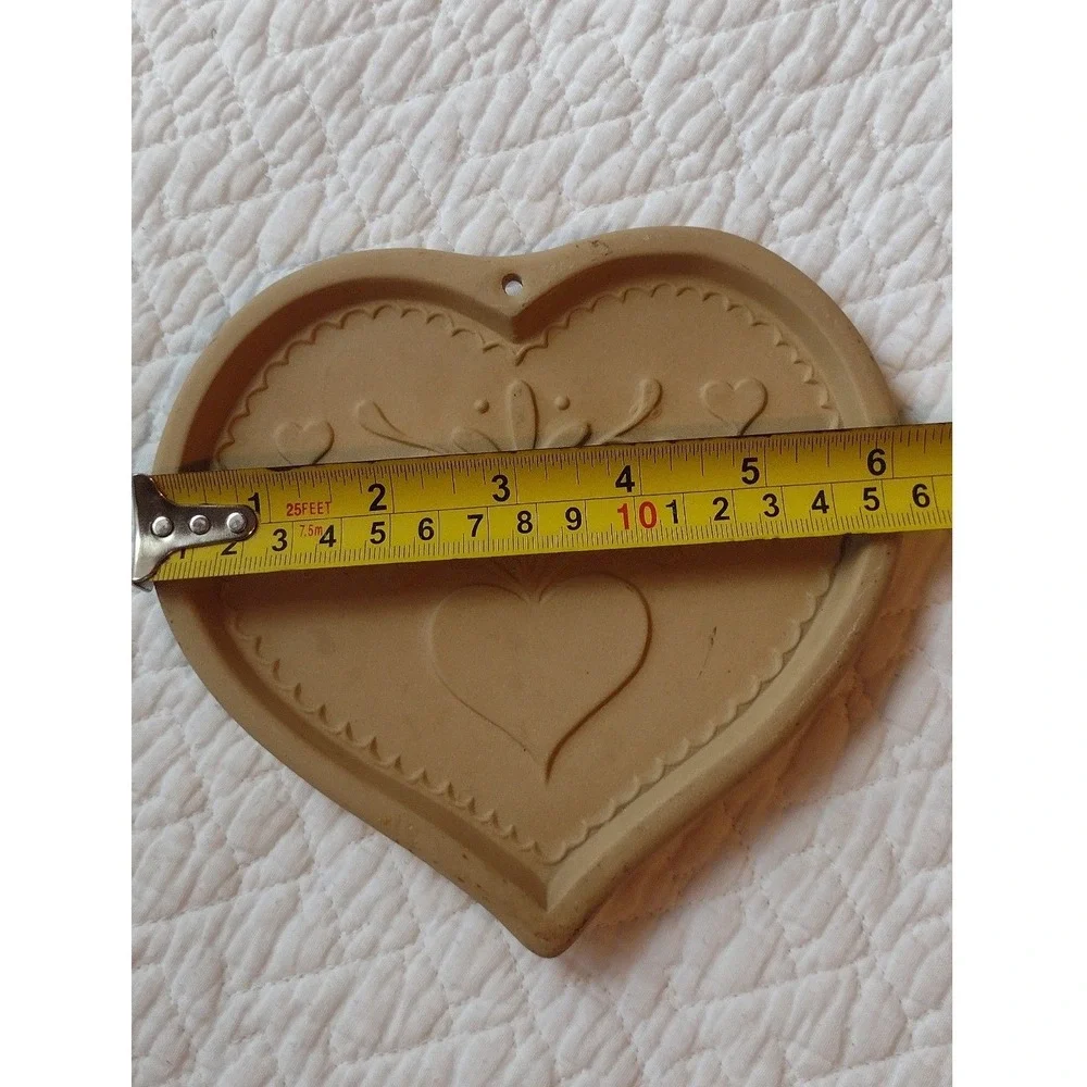 Vintage Brown Bag Cookie Art 1986 Heart Floral Tulip Stoneware Cookie Mold